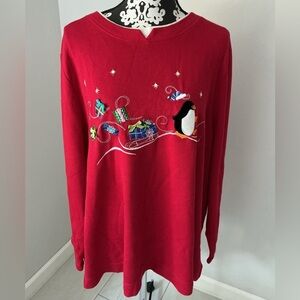 Vintage White Stag Red Festive Penguin Sweater